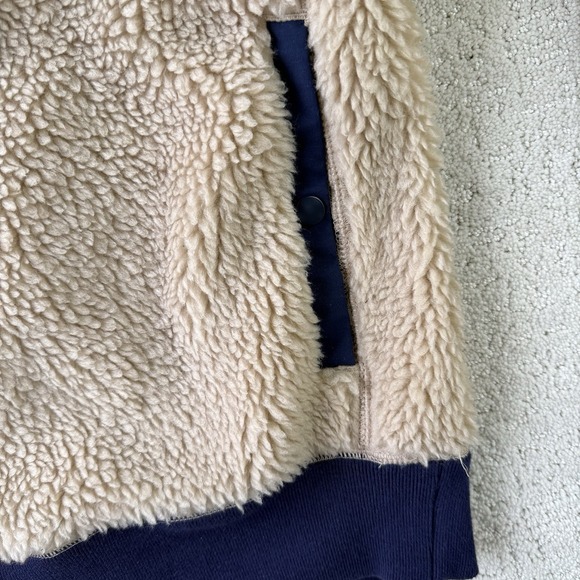 J. Crew Nordic Sherpa Fleece Pullover Women S Half Zip Beige Navy Cozy $148 - Picture 4 of 8